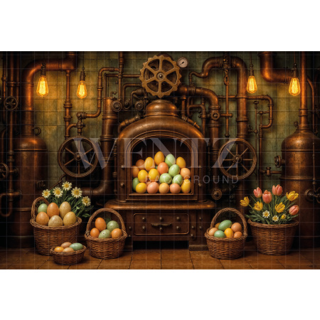 Fabric Photography Background Easter Chocolate Factory / Backdrop 7998