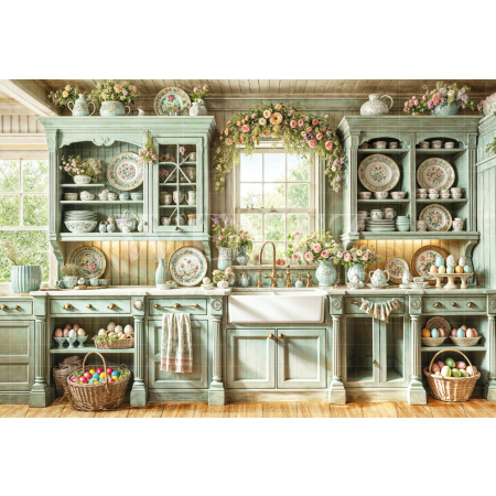 Fabric Photography Background Easter Kitchen / Backdrop 6680
