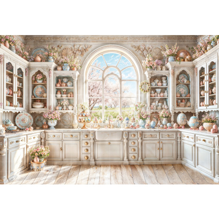 Fabric Photography Background Easter Kitchen / Backdrop 6682
