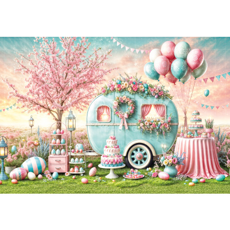 Fabric Photography Background Easter Trailer / Backdrop 6691