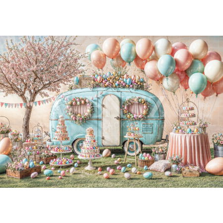 Fabric Photography Background Easter Trailer / Backdrop 6709