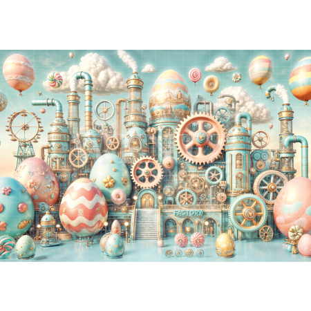 Fabric Photography Background Easter Egg Factory / Backdrop 6727