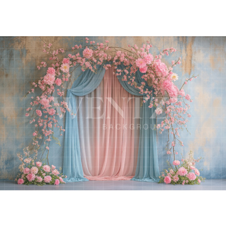 Fabric Photography Background Spring Floral Arch / Backdrop 7864