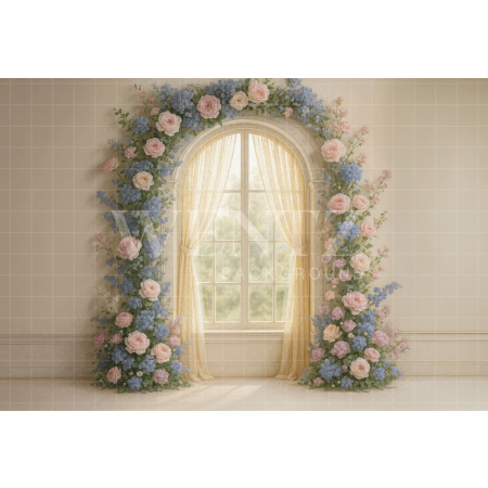 Fabric Photography Background Spring Floral Arch / Backdrop 7877