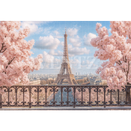 Fabric Photography Background Spring in Paris / Backdrop 7895