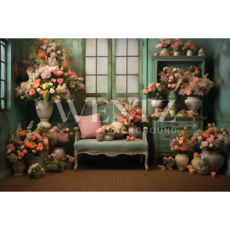 Fabric Photography Background Easter Scenery with Flowers / Backdrop 5505