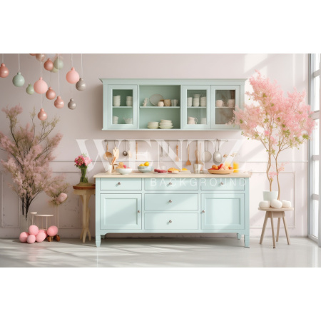 Fabric Photography Background Easter Kitchen / Backdrop 5494