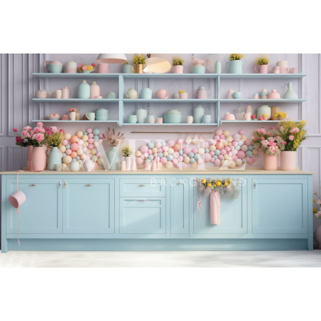 Fabric Photography Background Easter Kitchen / Backdrop 5495