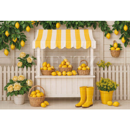 Fabric Photography Background Summer Lemons Stand / Backdrop 7911