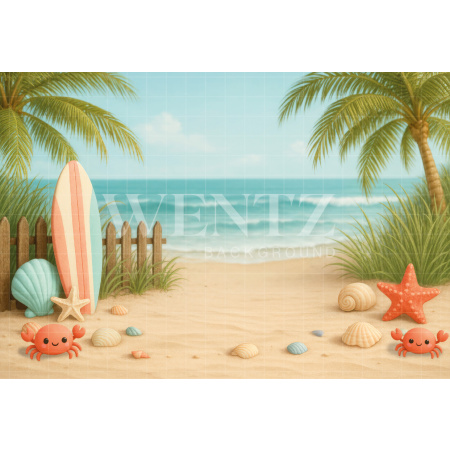 Fabric Photography Background Summer Beach / Backdrop 7916